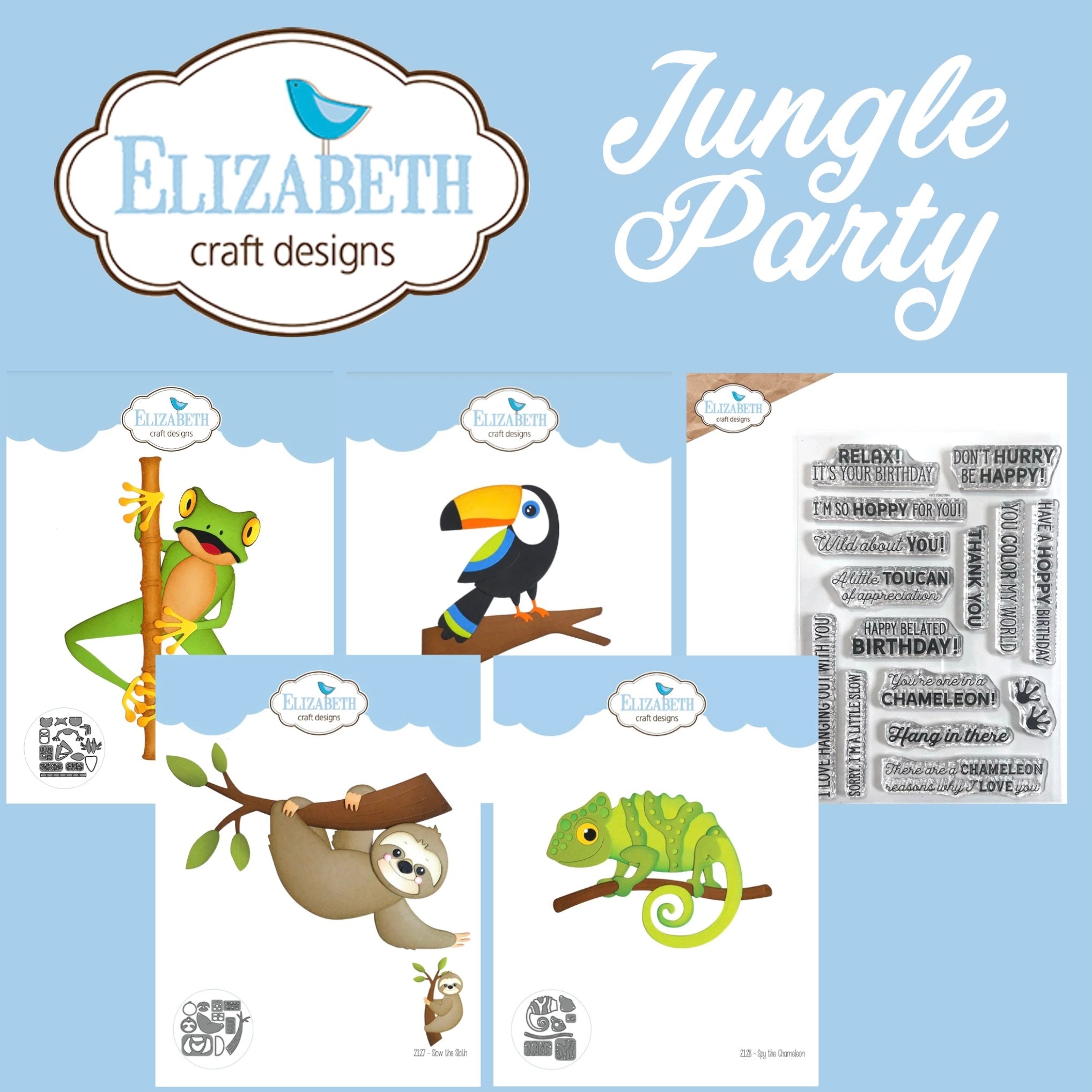 Elizabeth Craft Designs Jungle Party Animals + Stamp Set